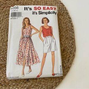 SIMPLICITY Sewing Patterns (8356) Women’s Top, Skirt, & Shorts - Size A